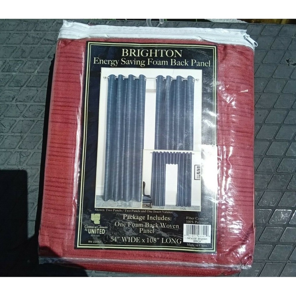 Brighton Energy Saving Foam Back Woven Curtain Panel‎ 54x108 Brick Red Grommet
